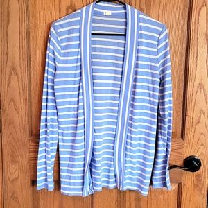 XS J. Crew Blue and White Striped Cardigan